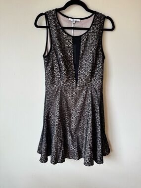 Lucy Paris Black Textured Fit & Flare Mini Dress